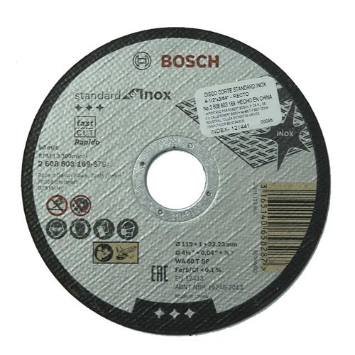 Disco De Corte De Acero Inox 4-1/2" X 3/64" X 7/8" Bosch.